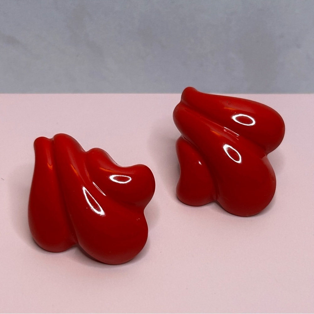 Vintage Bold Red Abstract Earrings